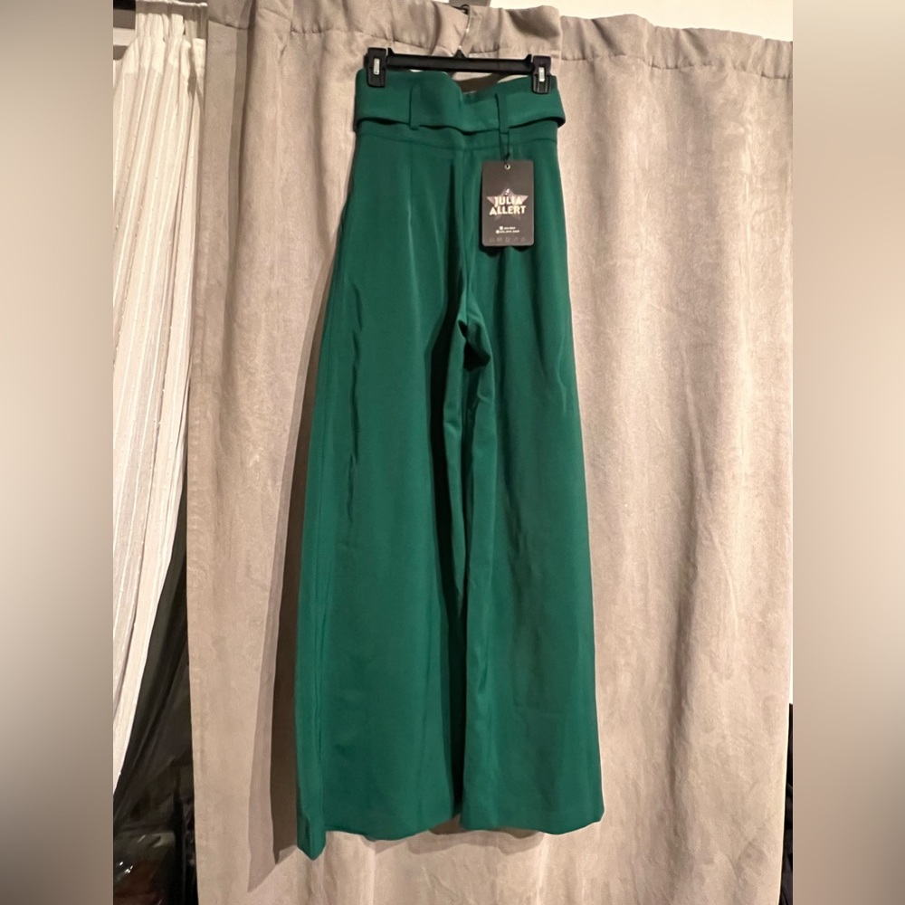 Wolf & Badger NWT, Green High Waist Long Wide Leg Trousers